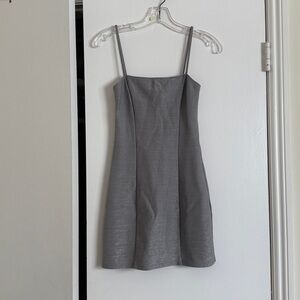 Reformation Shimmering Silver Mini Dress